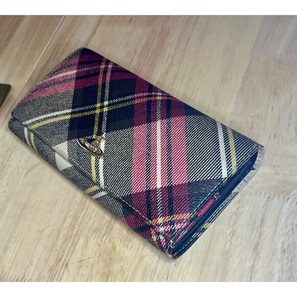 Vivienne Westwood Tartan Check Wallet With Gold Orb Logo - Picture 12 of 15